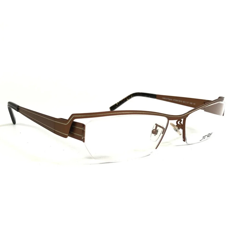 J.F. Rey Eyeglasses Frames JF2564 9010 Brown Rectangle Semi Rim 55-17-120